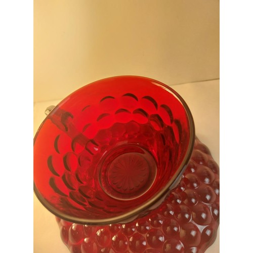 208 - A Rorstrand Sweden ruby jug and 5 ruby / red glasses