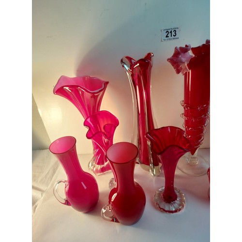 213 - A quantity of Chinese glass vases