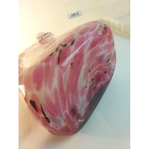 362 - A very large art glass pink basket