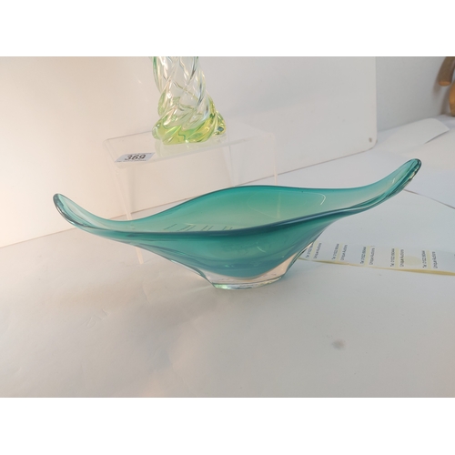 369 - 2 Pieces of blue art glass