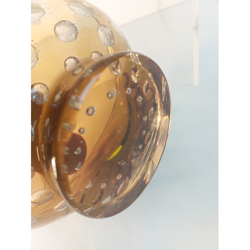 372 - 2 Brown art glass vases