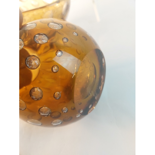 372 - 2 Brown art glass vases