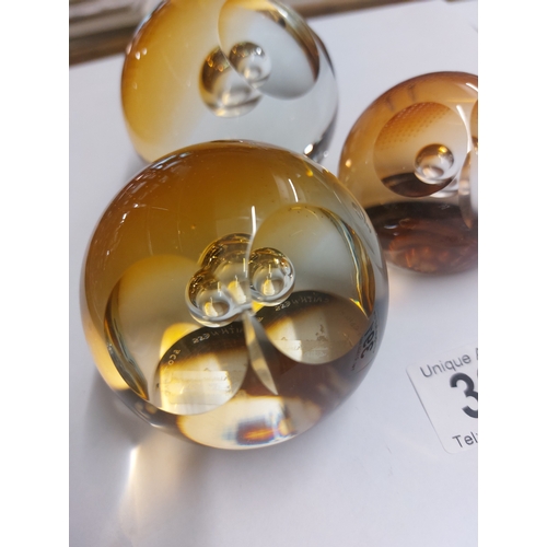 391 - 3 Caithness glass owl paperweights