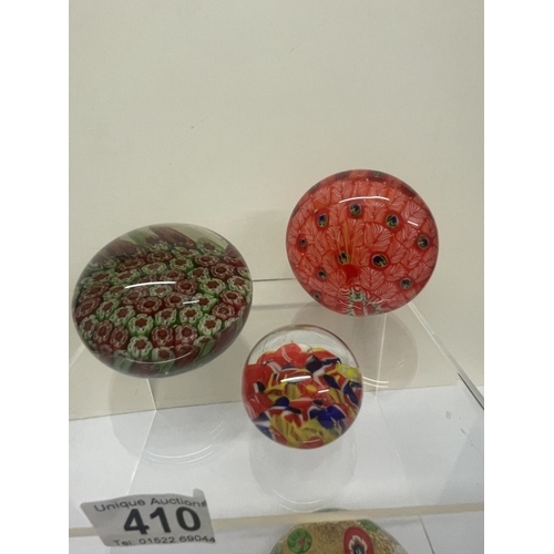 410 - 6 Millefiori Art Glass paperweights