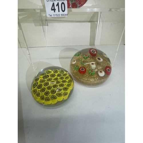 410 - 6 Millefiori Art Glass paperweights