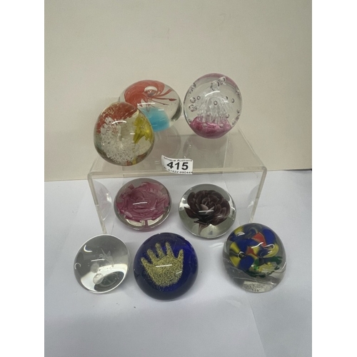 415 - 8 Mixed paperweights