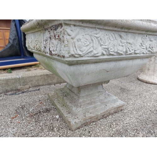 490 - A large square concrete planter
