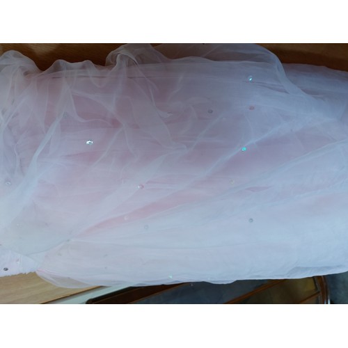 447 - A 1950s / 60s Pink satin sequined prom dress