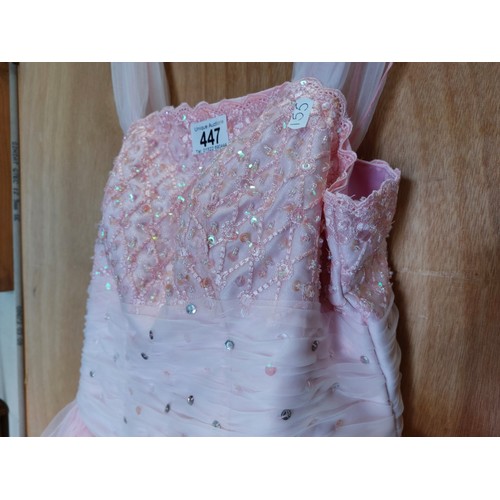 447 - A 1950s / 60s Pink satin sequined prom dress