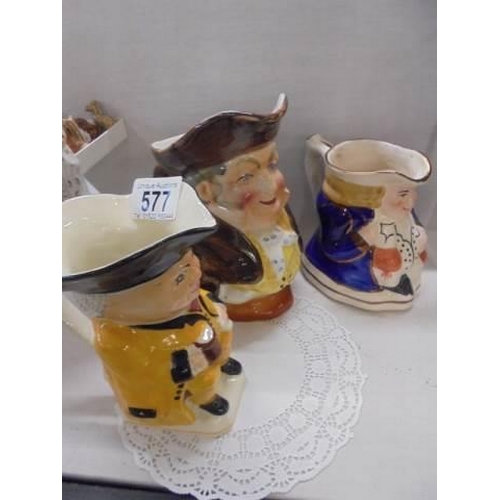 577 - A quantity of old Toby jugs.