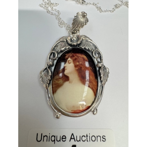 4 - A silver & enamel pendant necklace