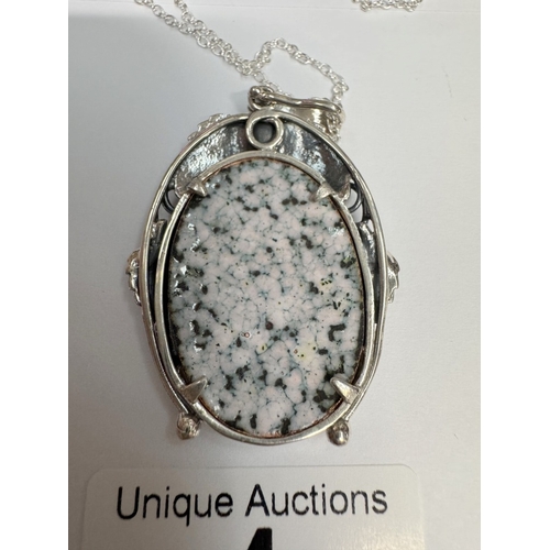 4 - A silver & enamel pendant necklace