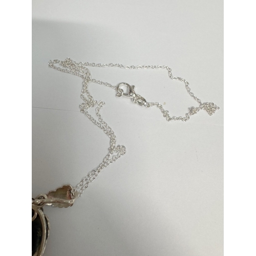 4 - A silver & enamel pendant necklace