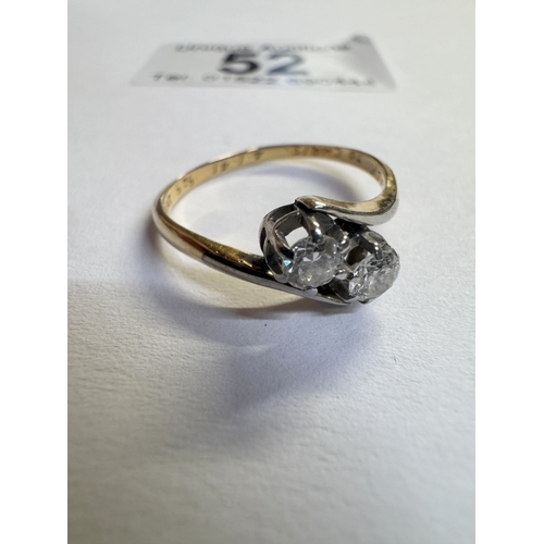 52 - An 18ct gold & platinum 2 stone diamond ring