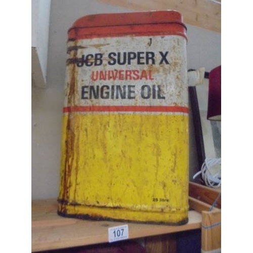 107 - A vintage JCB Super X engine oil tin.