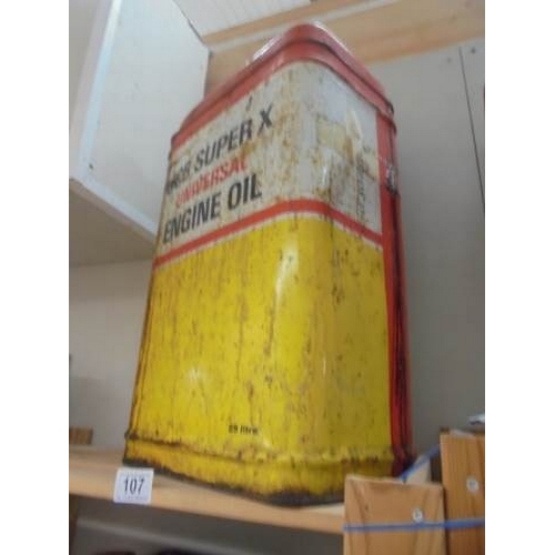 107 - A vintage JCB Super X engine oil tin.