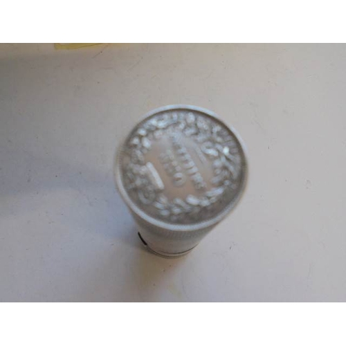 41 - An unusual scent bottle made from Victorian silver shillings in original case (case a/f and missing ... 