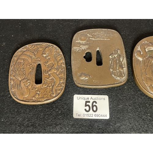 56 - A set of 3 Japanese tsubas