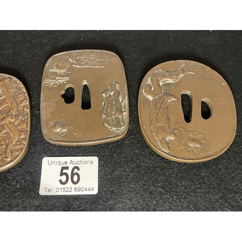 56 - A set of 3 Japanese tsubas