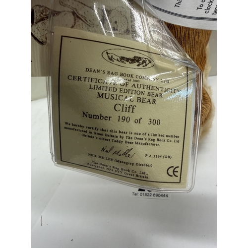 230 - A Deans Limited Edition 190 / 300 Musical bear Cliff