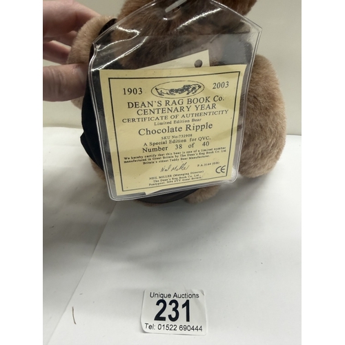 231 - A Deans Limited Edition 38 / 40 Chocolate Ripple bear