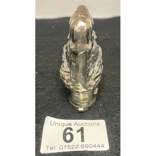 61 - A silver plated dog head vesta case