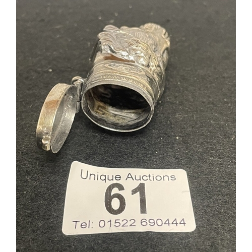 61 - A silver plated dog head vesta case