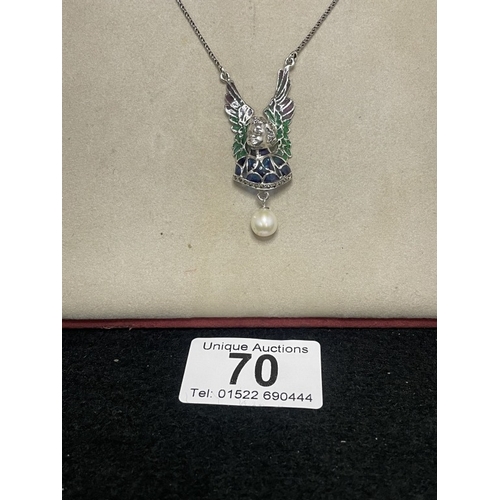 70 - A silver & plique a jour necklace