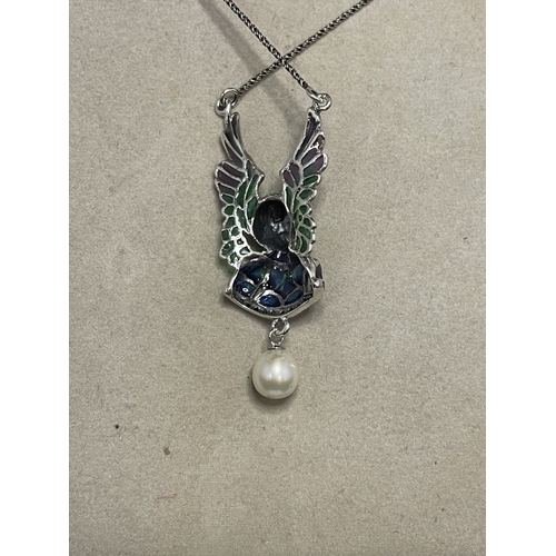 70 - A silver & plique a jour necklace