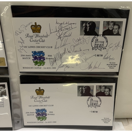 103 - 2 Signed covers including Royal Household Cricket Club, one with 4 signatures including Colin Chudle... 