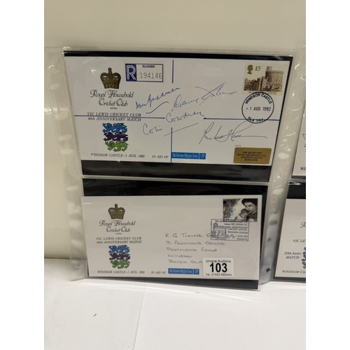103 - 2 Signed covers including Royal Household Cricket Club, one with 4 signatures including Colin Chudle... 