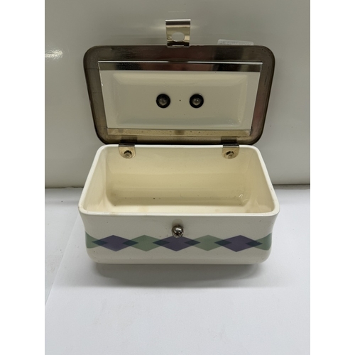 104 - An art nouveau German ceramic chrome plate box Wachterbach / Wmf 1890 - 1919 production