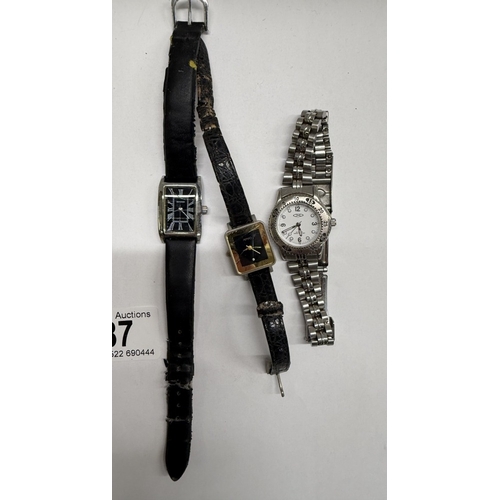 87 - 6 Ladies watches including Swatch Miss Pinstripe, pierre Cardin etc