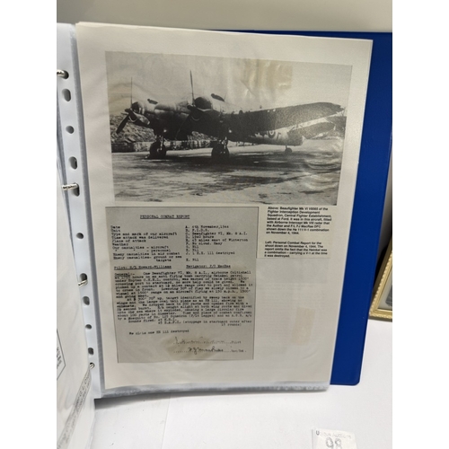 98 - A framed & glazed picture of RAF Lancaster Pilot Bill Reid & A folder of black & white photos & news... 
