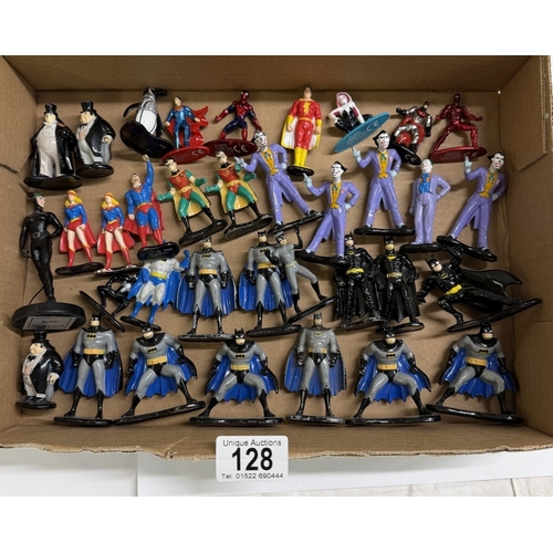 128 - A collection of ERTL DC Batman related figures & other superhero figures