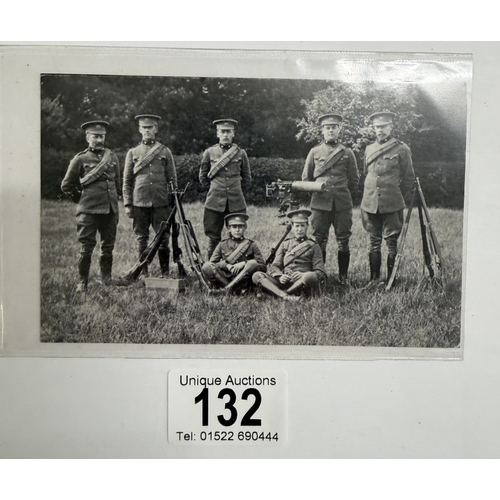 132 - A WW1 era photograph machine gun section L.I.Y possibly Leicestershire Yeomans