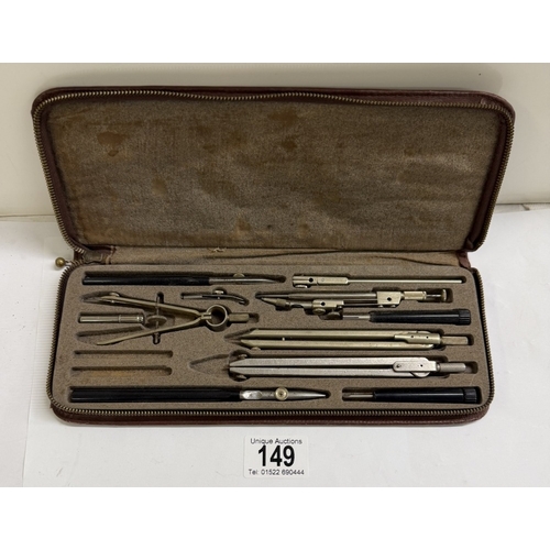 149 - A Masonic technical drawing set in case