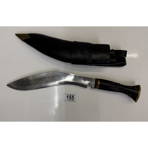 155 - A Nepalese kukri knife with patent leather scabbard (Nepal 1997 on blade)