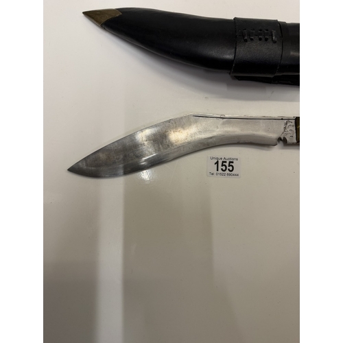 155 - A Nepalese kukri knife with patent leather scabbard (Nepal 1997 on blade)