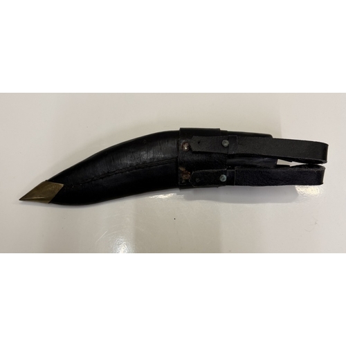 155 - A Nepalese kukri knife with patent leather scabbard (Nepal 1997 on blade)
