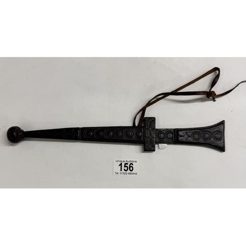 156 - An African leather scabbard for a bracelet dagger