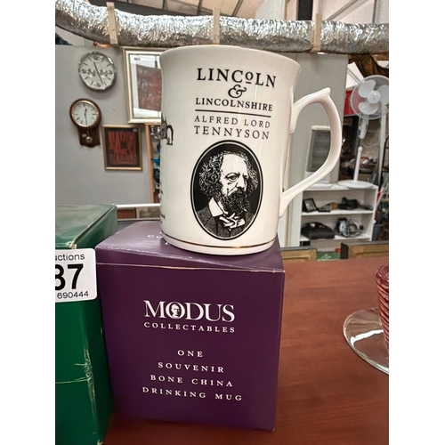 1587 - A boxed Sheffield Mint pewter tankard, Boxed Ringtons heritage collection teapot caddy & boxed Modus... 