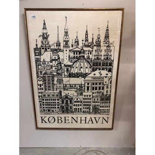 1765 - A large monochrome poster, framed & glazed The Towers Of The City by Jacob Sneum