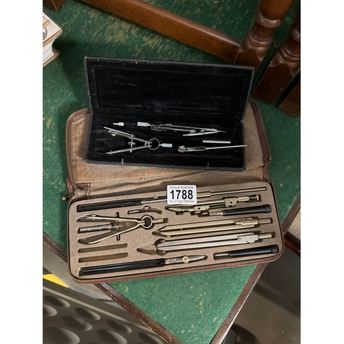 1788 - A cased Masonic technical drawing set & 1 other