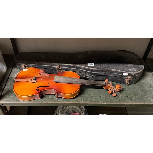 1804 - An old violin with case A/F