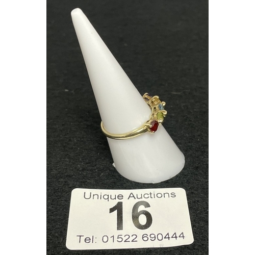 16 - 9ct gold five-stone ring total weight 1.79 grams