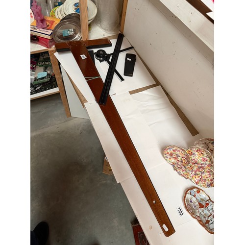 1881 - An early cased travelling drawing set, engineers T-square & drawing board