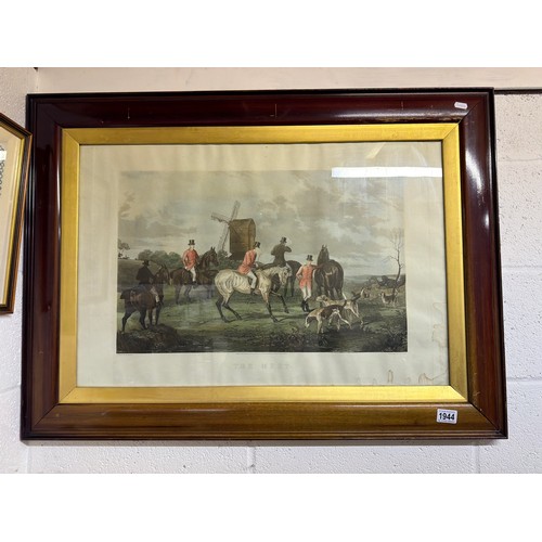 1944 - A large framed picture of a fox hunt meet