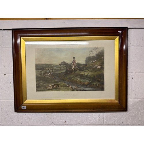 1945 - A large framed picture of a fox hunt