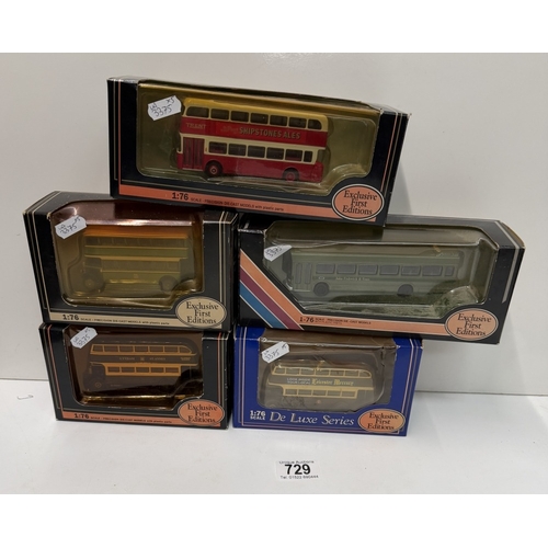 729 - 5 EFE exclusive first editions 1:76 scale model buses